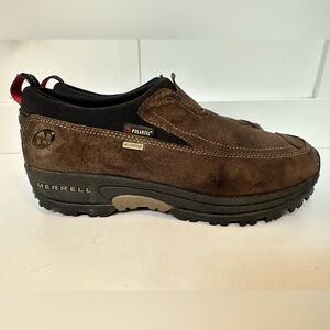 Merrell Thinsulate Polar Moc Brown Suede Waterproof Casual Slip On Shoes Size 12